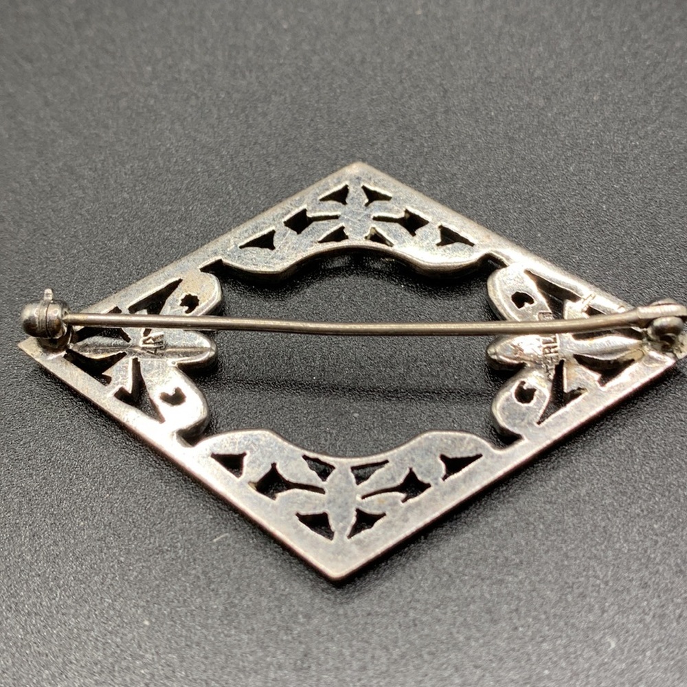 Sterling and Marcasite Brooch - Picture 3 of 4